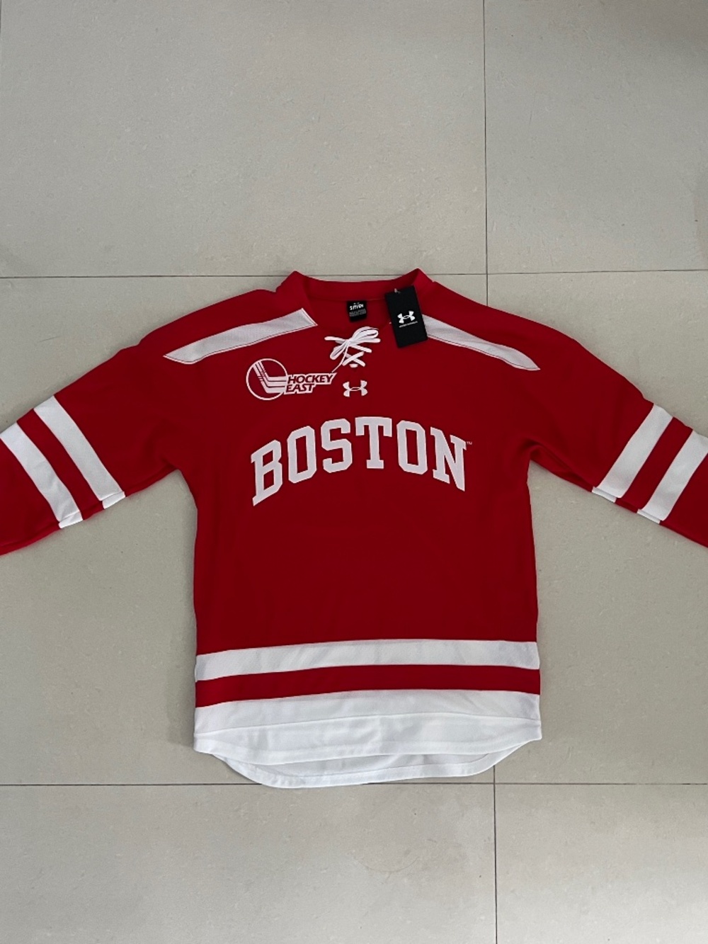 NEW Under Armour Red Boston University Terriers Hockey Jersey Size Small